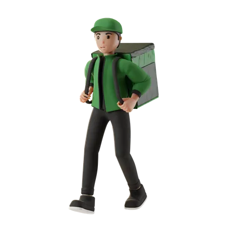 Delivery boy with delivery bag  3D Illustration