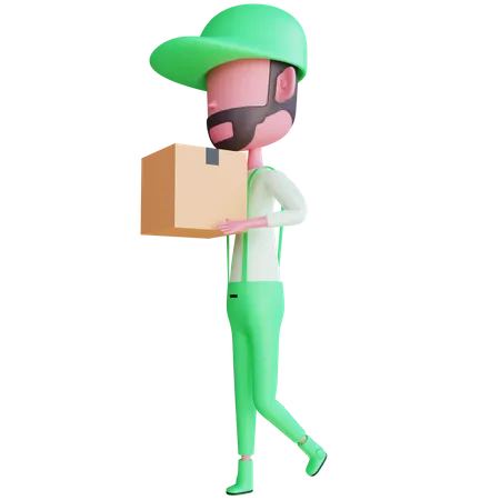 Delivery boy with delivery package  3D Illustration