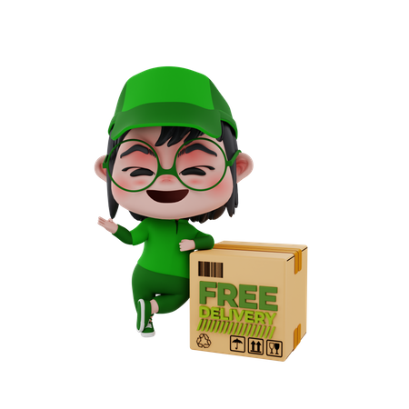 Delivery boy with free delivery  3D Icon