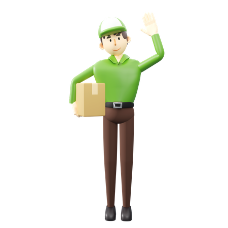 Delivery boy with package 3D Illustration