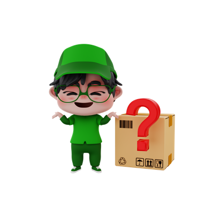 Delivery boy with unknown delivery  3D Illustration