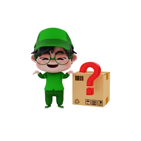 Delivery boy with unknown delivery  3D Illustration