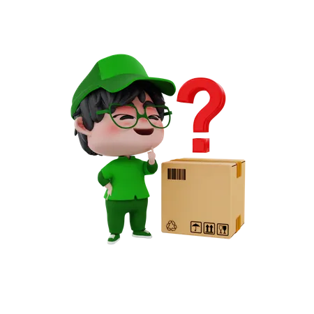 Delivery boy with unknown delivery box  3D Illustration