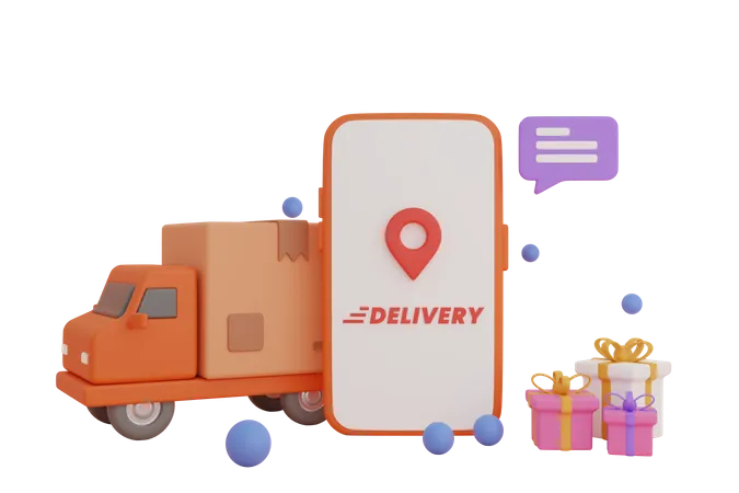 Delivery by Transportation truck  3D Illustration