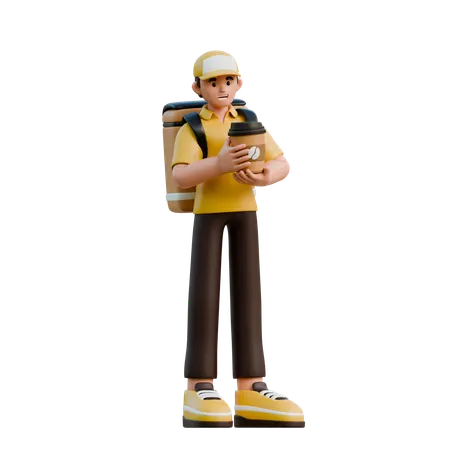 Delivery Character With Bag  3D Illustration