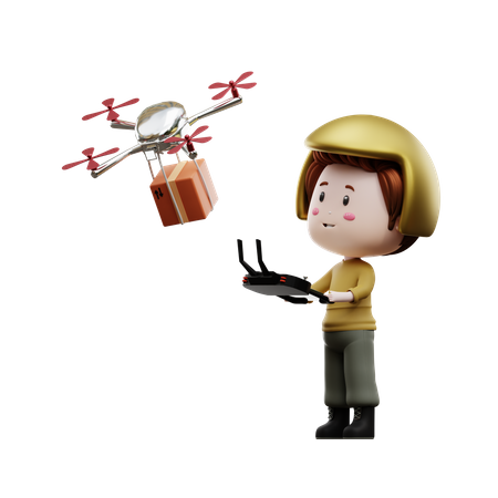 Delivery couriers deliver by drone  3D Icon