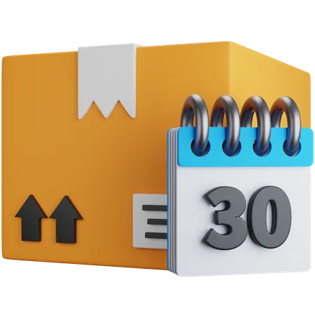 3 D Rendering Shipping Box With Calendar Isolated 3D Icon