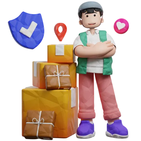 Delivery Doing Secure Delivery  3D Illustration