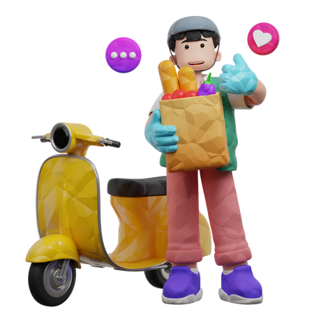 Delivery Executive Delivering Food  3D Icon