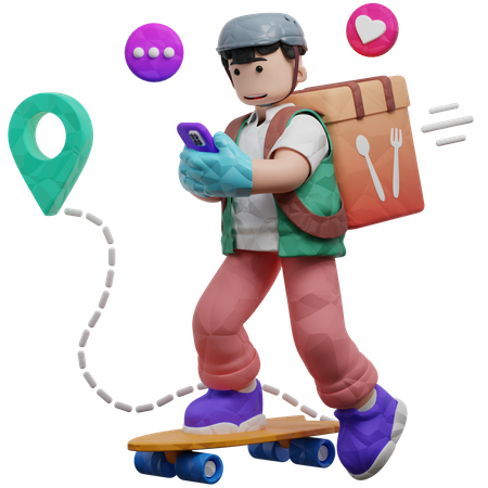 Delivery Executive Reaching Delivery Location  3D Icon