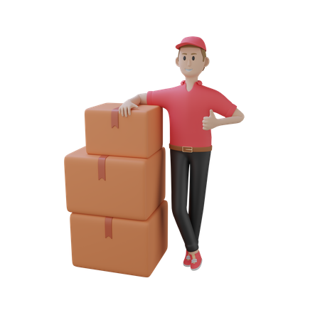 Delivery Executive with Packages  3D Icon