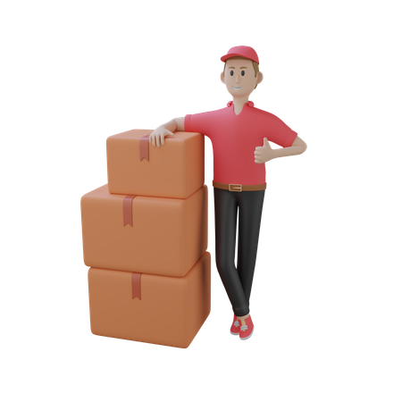 Delivery Executive with Packages 3D Illustration