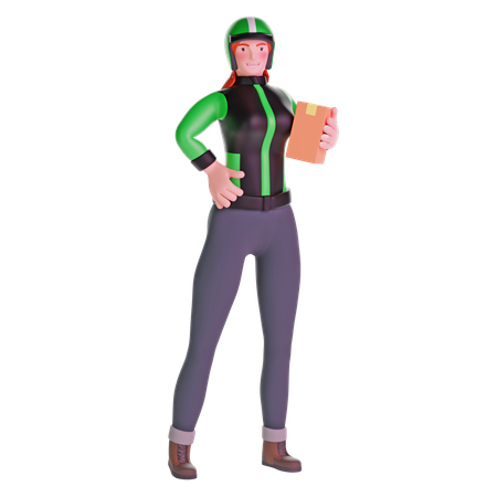 Delivery girl standing  3D Illustration