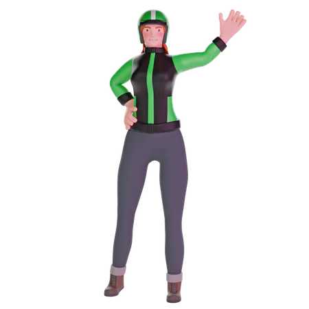 Delivery girl waving  3D Illustration