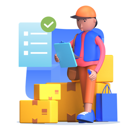 Delivery guy delivered parcel  3D Icon