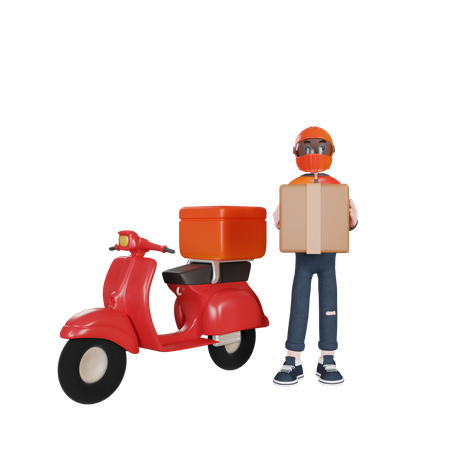 Delivery Guy holding delivery Parcel 3D Illustration