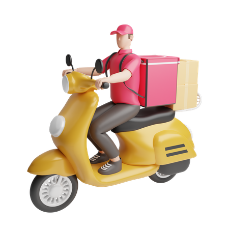Delivery guy on scooter  3D Icon