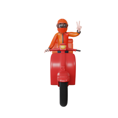 Delivery Guy on scooter  3D Illustration