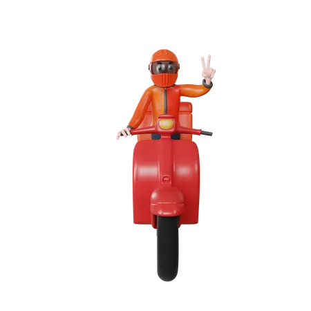 Delivery Guy on scooter 3D Illustration