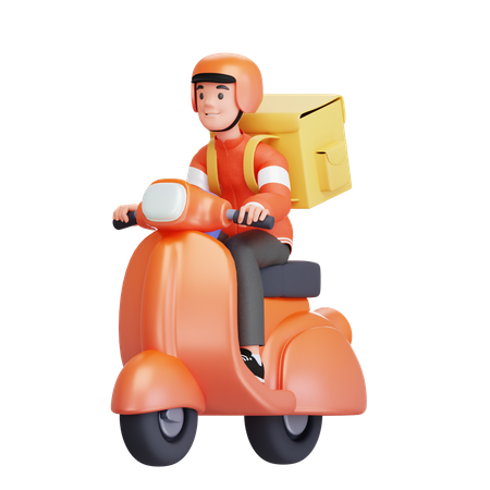 Delivery guy riding scooter  3D Icon