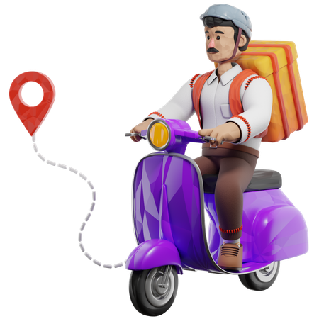 Delivery Guy Riding Scooter For Delivery  3D Icon