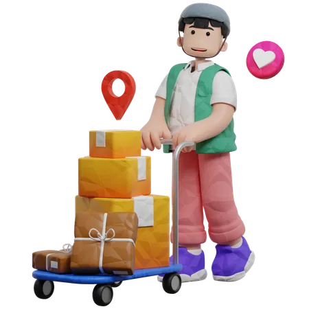 Delivery Holding Cargo Cart  3D Illustration