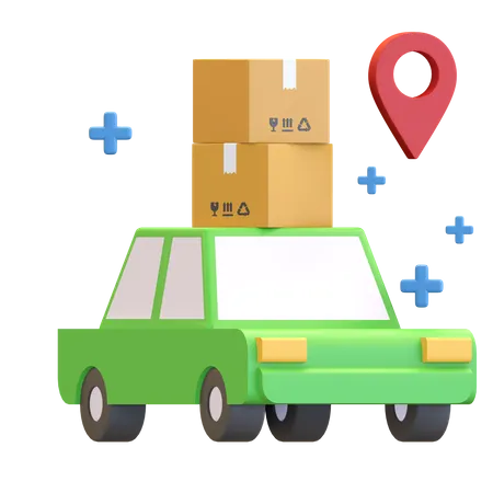 Car Carrying Parcel Box Fast Delivery Online Shop Icon 3D Illustration
