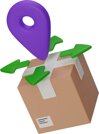 Box With Purple Point And Green Arrows 3D Illustration