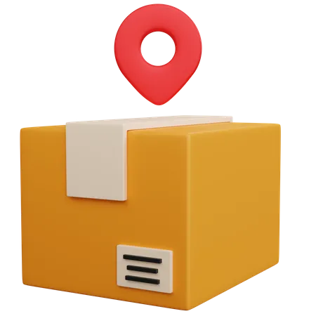 3 D Rendering Cardboard Box With Pin Pointer Map Red Isolated 3D Icon