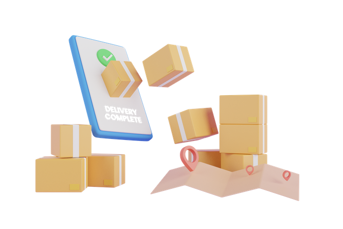 Delivery location app  3D Illustration