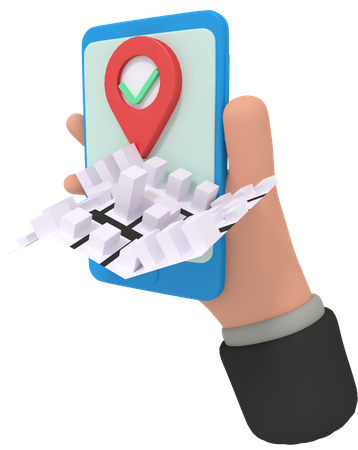Delivery Location In Phone  3D Illustration
