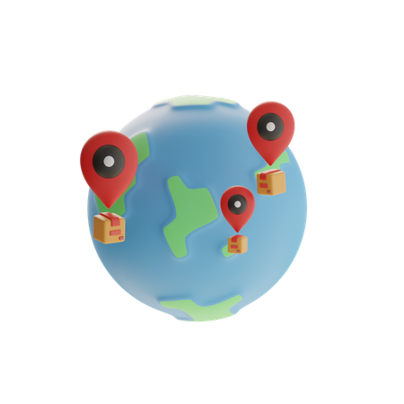 Delivery Location Map Globe  3D Icon