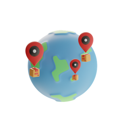 Delivery Location Map Globe  3D Icon