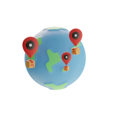 Delivery Location Map Globe  3D Icon