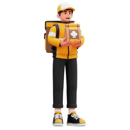 Delivery Man Brings Order  3D Illustration