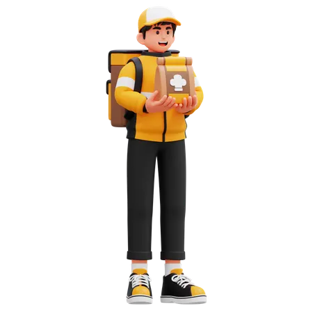 Delivery Man Brings Order  3D Illustration