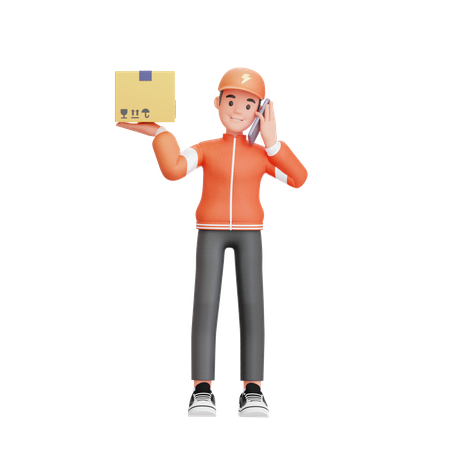 Delivery man calling customer  3D Icon