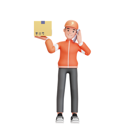 Delivery man calling customer  3D Illustration