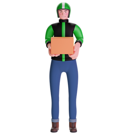 Delivery man carrying big package  3D Illustration