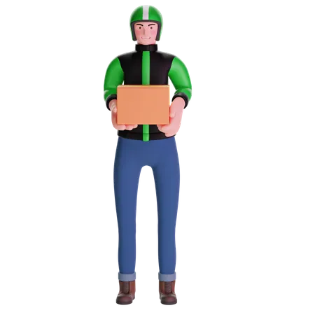 Delivery man carrying big package  3D Illustration