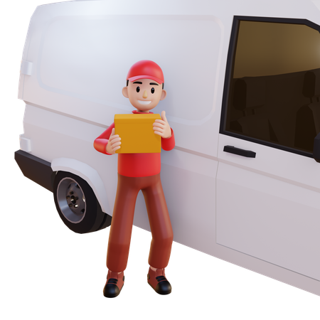 Delivery Man Carrying Box For Delivery  3D Illustration