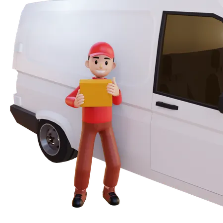 Delivery Man Carrying Box For Delivery  3D Illustration