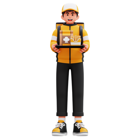 Delivery Man Carrying Food  3D Illustration