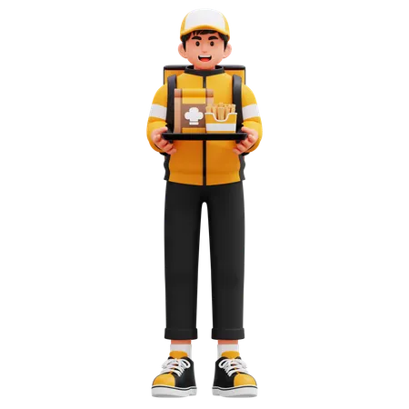 Delivery Man Carrying Food  3D Illustration