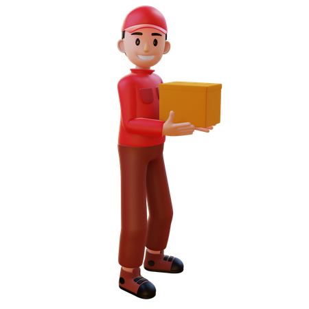 Delivery Man Carrying Package  3D Illustration