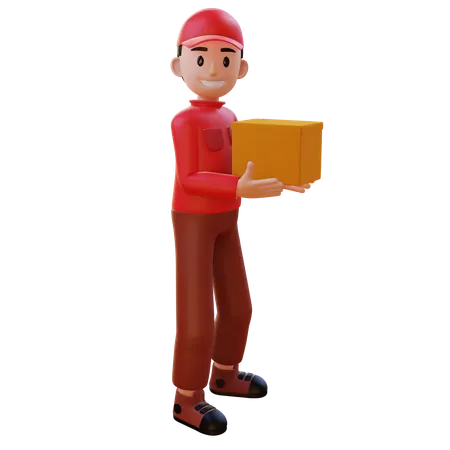 Delivery Man Carrying Package  3D Illustration
