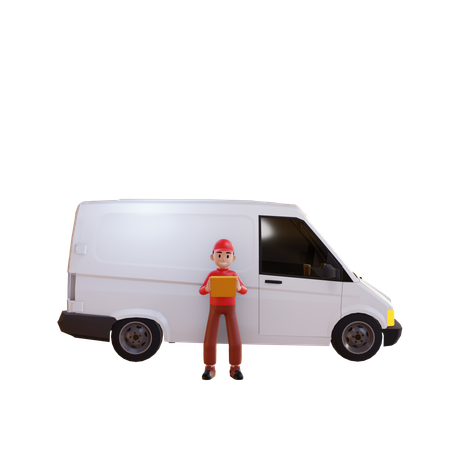 Delivery Man Carrying Package  3D Illustration