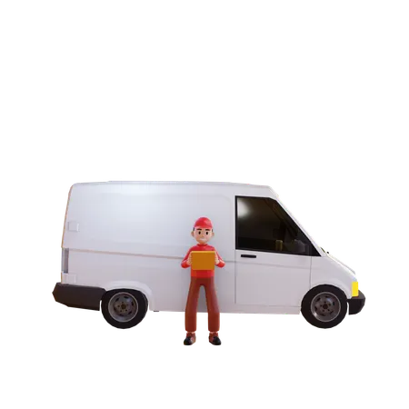 Delivery Man Carrying Package  3D Illustration