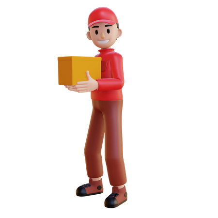 Delivery Man Carrying Parcel  3D Illustration