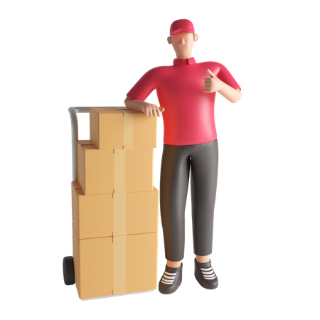 Delivery man checking a shipment  3D Illustration